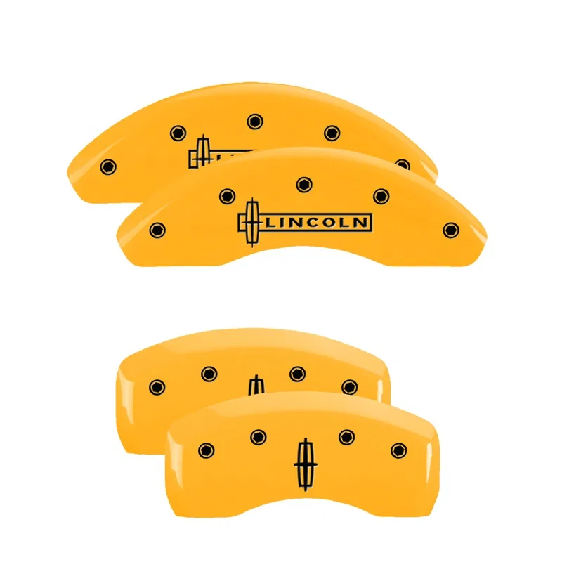 36008SLC1YL – MGP CALIPER Caliper Cover, OE Replacement Black Lincoln Logo Powder Coated Yellow Aluminum Set Of 4